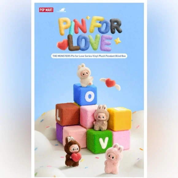 POP MART “T” Letter LABUBU THE MONSTERS Pin for Love Series Vinyl Plush Pendant - Picture 10 of 14